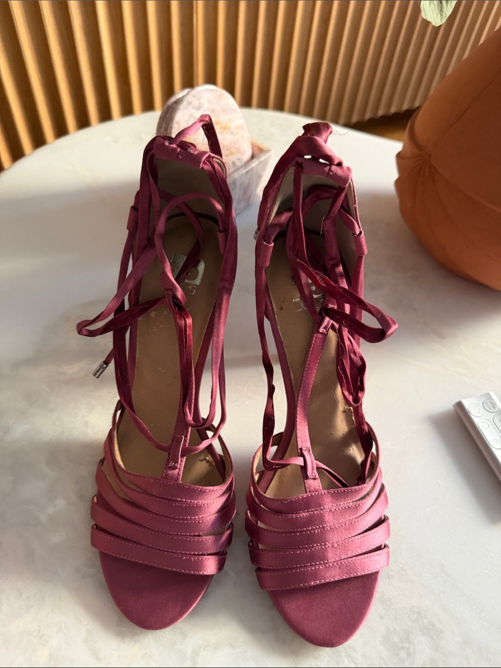 Joe's Jeans Burgundy Lace-Up Strappy Heels